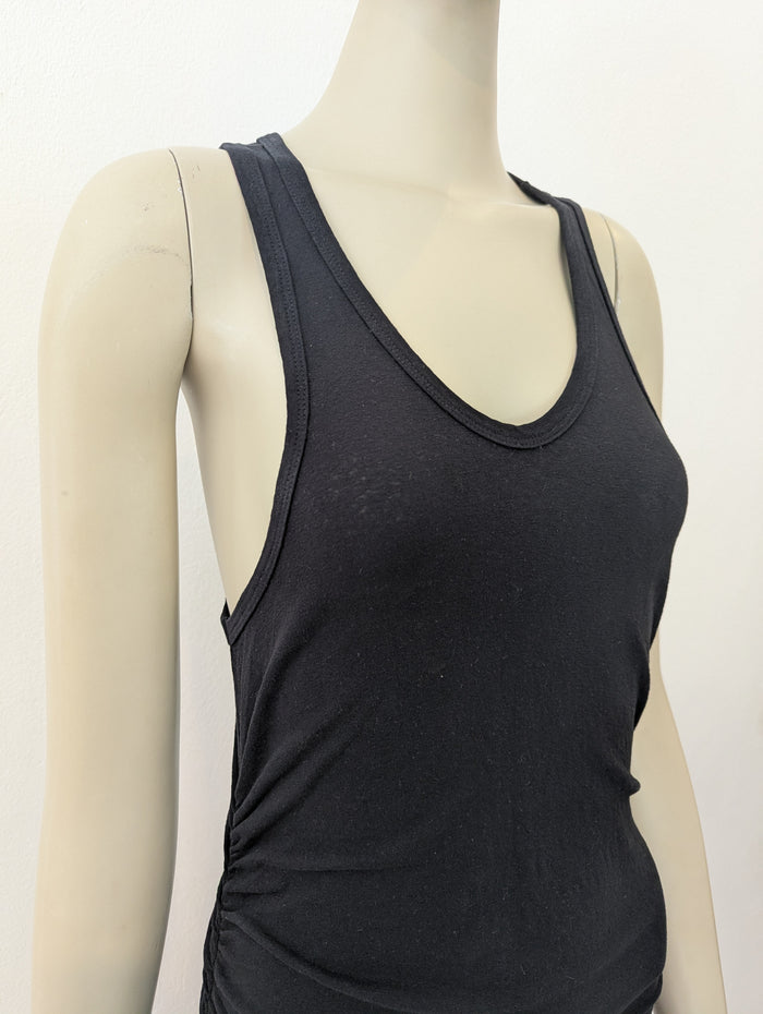 James Perse Black Cotton Ruched Maxi