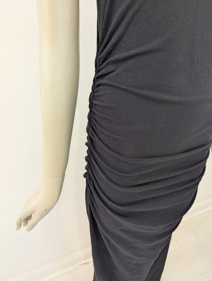 James Perse Black Cotton Ruched Maxi