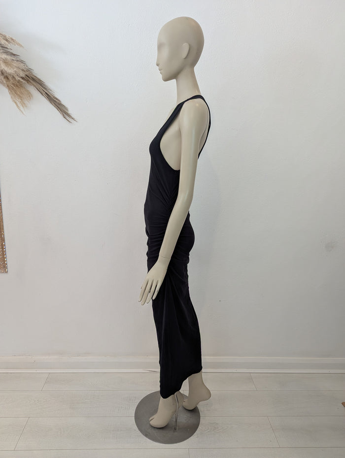James Perse Black Cotton Ruched Maxi