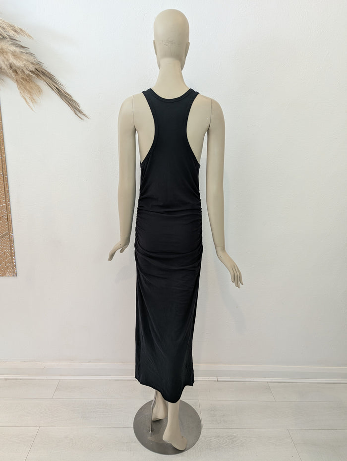 James Perse Black Cotton Ruched Maxi