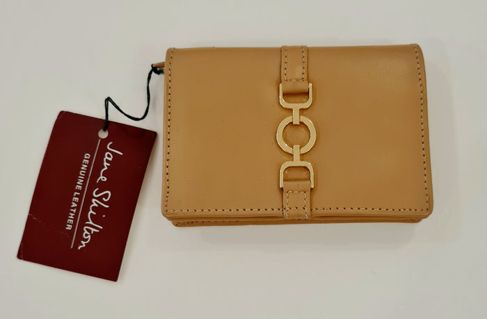 Jane Shilton Tan Leather Gold Hardware Purse