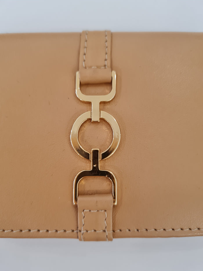 Jane Shilton Tan Leather Gold Hardware Purse