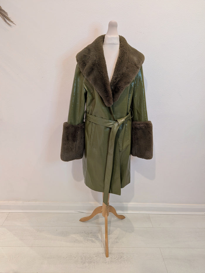Jayley green croc coat with fur S