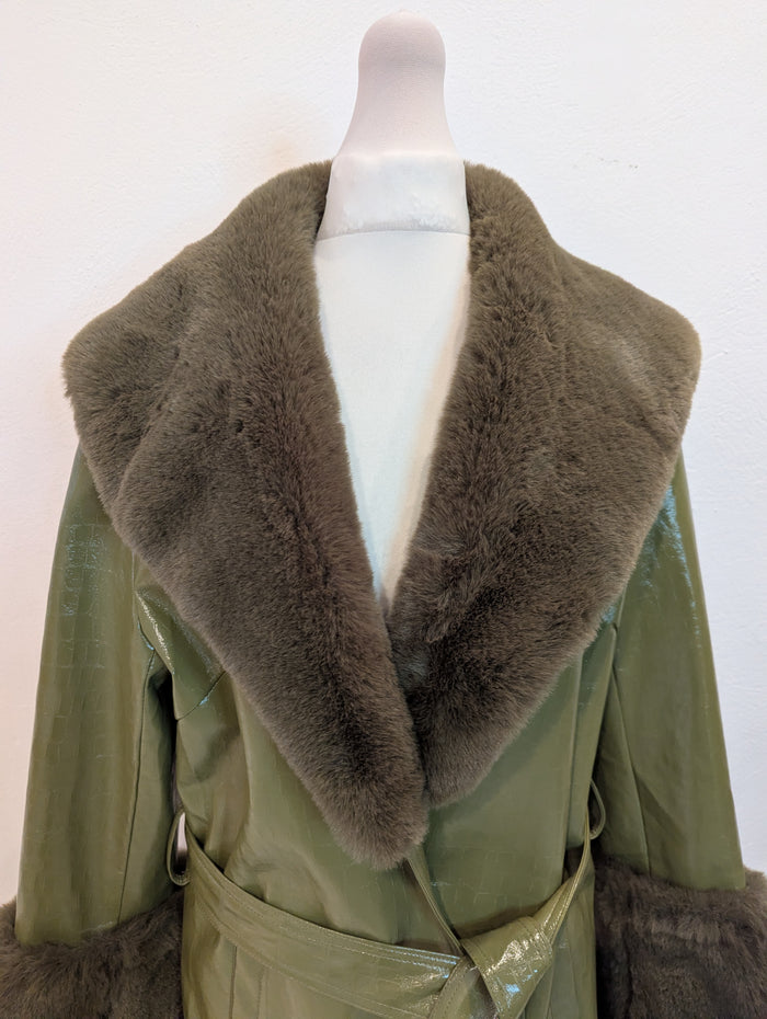 Jayley green croc coat with fur S