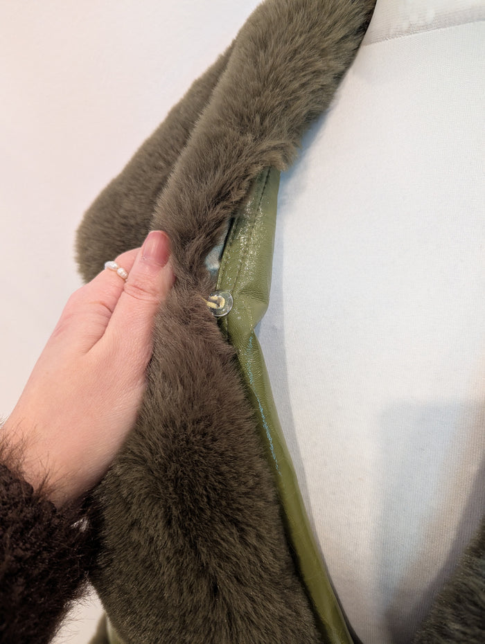 Jayley green croc coat with fur S