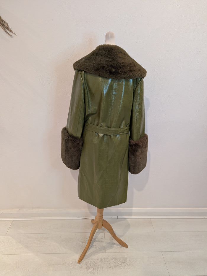 Jayley green croc coat with fur S