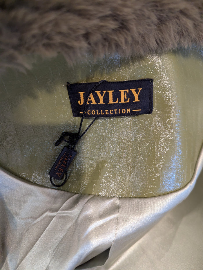Jayley green croc coat with fur S