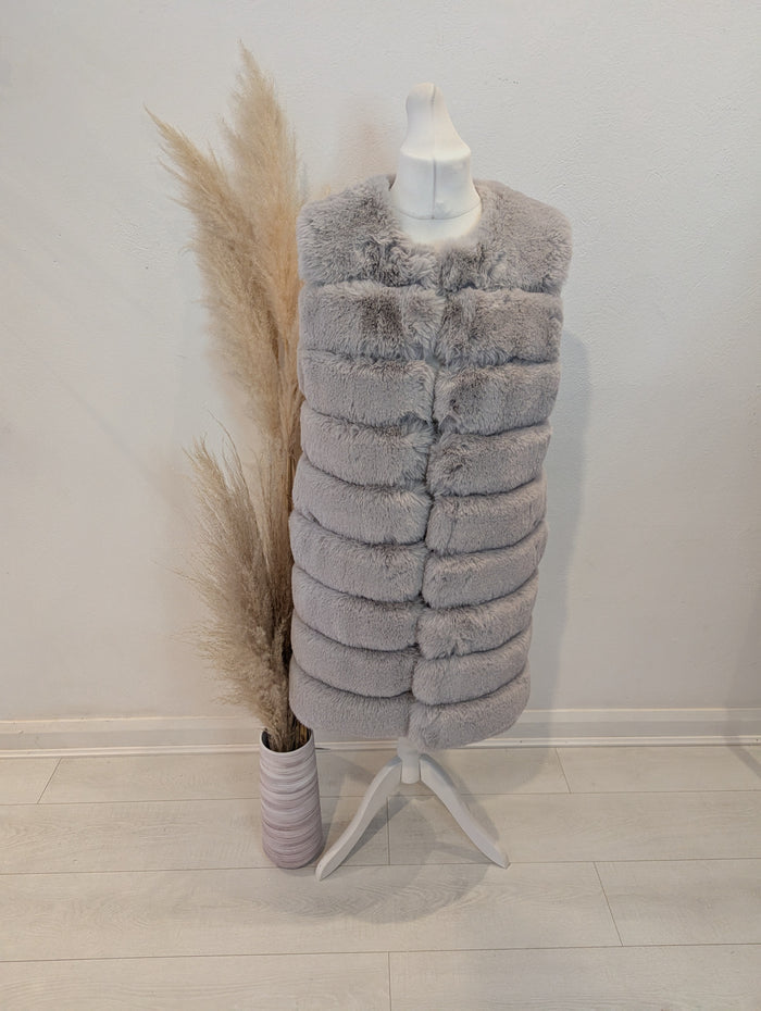Jayley Grey Faux Fur Gilet S NWT RRP £195