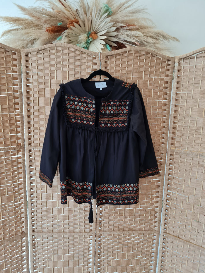 Jigsaw Black Boho Jacket Size Large