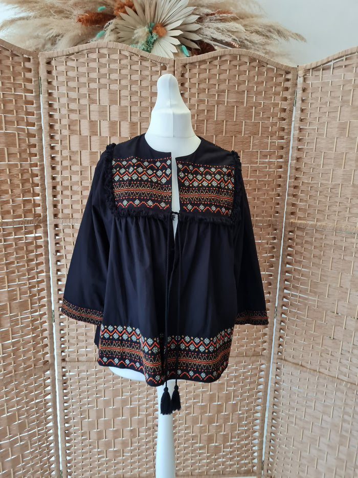 Jigsaw Black Boho Jacket Size Large