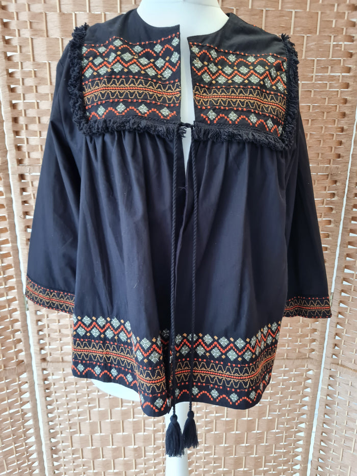 Jigsaw Black Boho Jacket Size Large