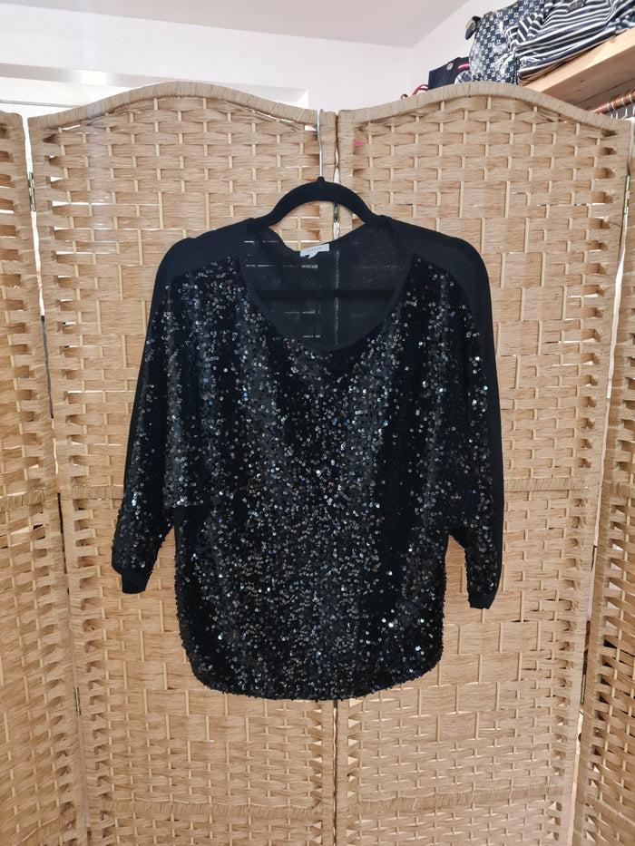 Jigsaw Black Sequin Top L