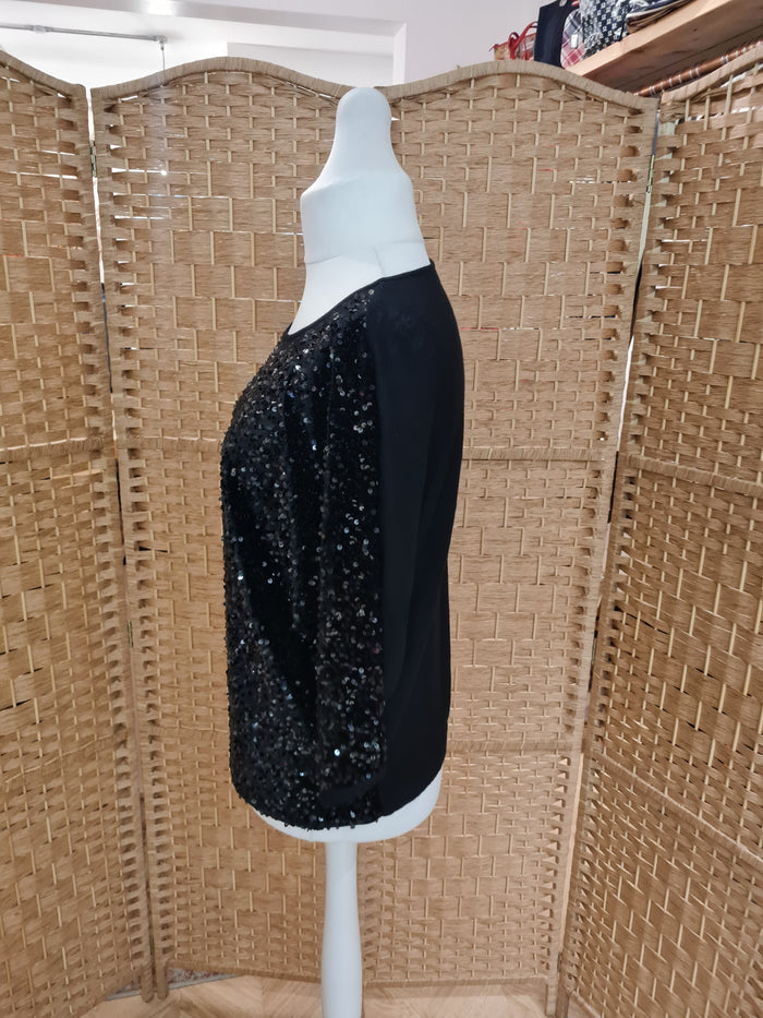 Jigsaw Black Sequin Top L