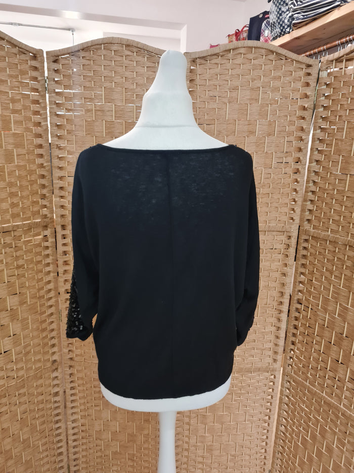 Jigsaw Black Sequin Top L