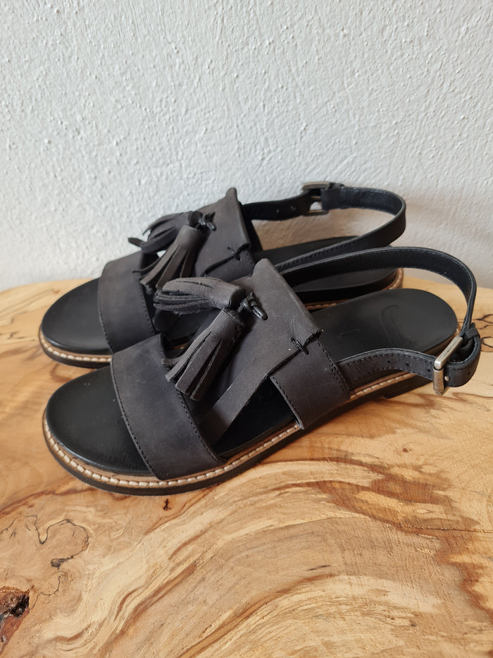 Jigsaw Black Tassel Sandals 4