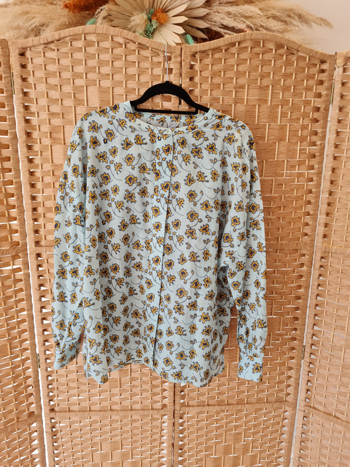 Jigsaw Blue Cotton Blouse Size 18