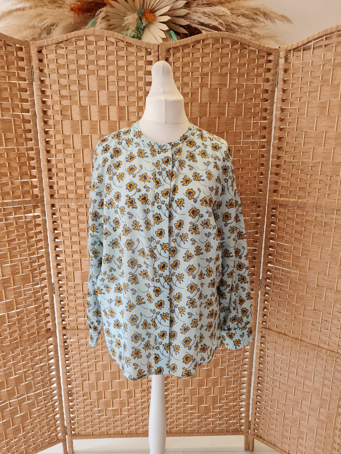 Jigsaw Blue Cotton Blouse Size 18