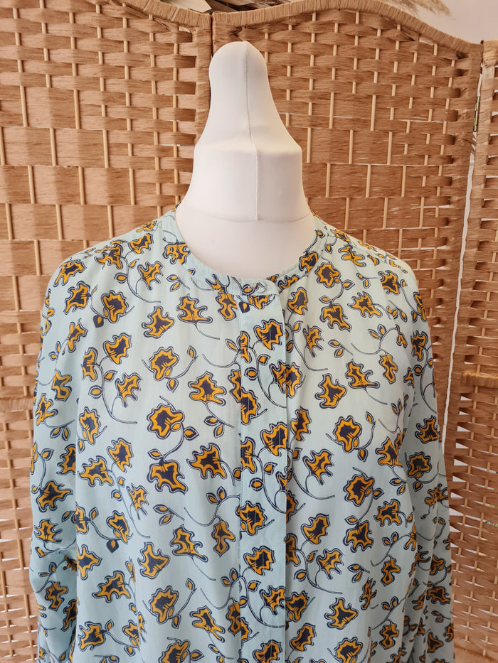 Jigsaw Blue Cotton Blouse Size 18