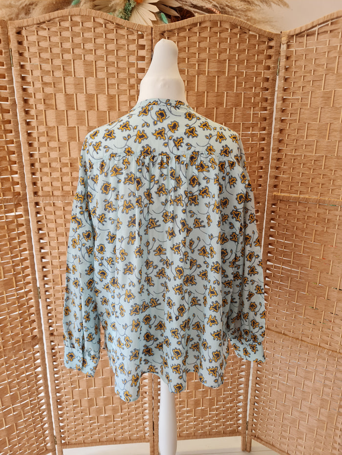 Jigsaw Blue Cotton Blouse Size 18