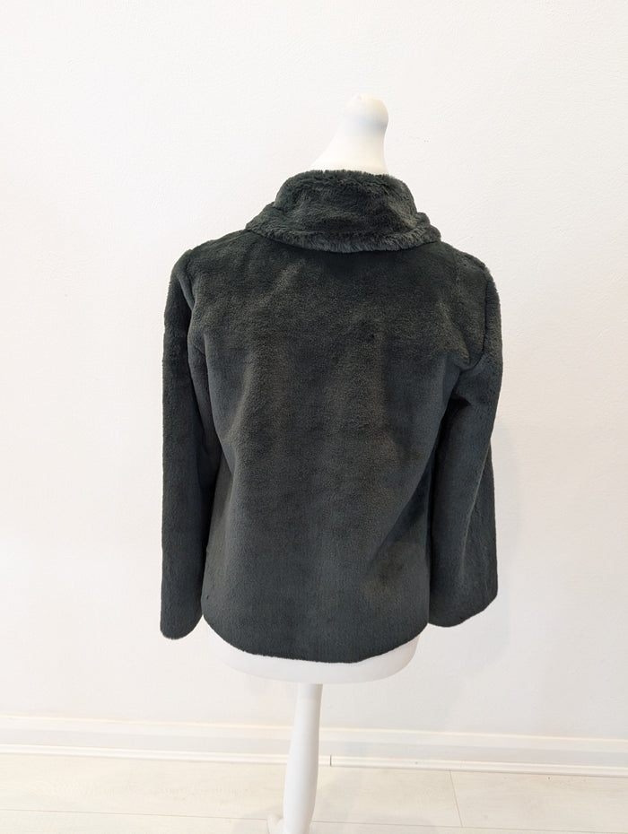 Jigsaw Green Faux Fur Jacket M