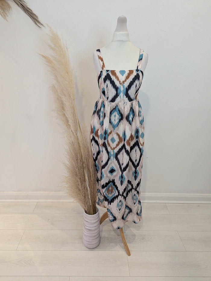 Jijal Blue/Brown Dress S NWT