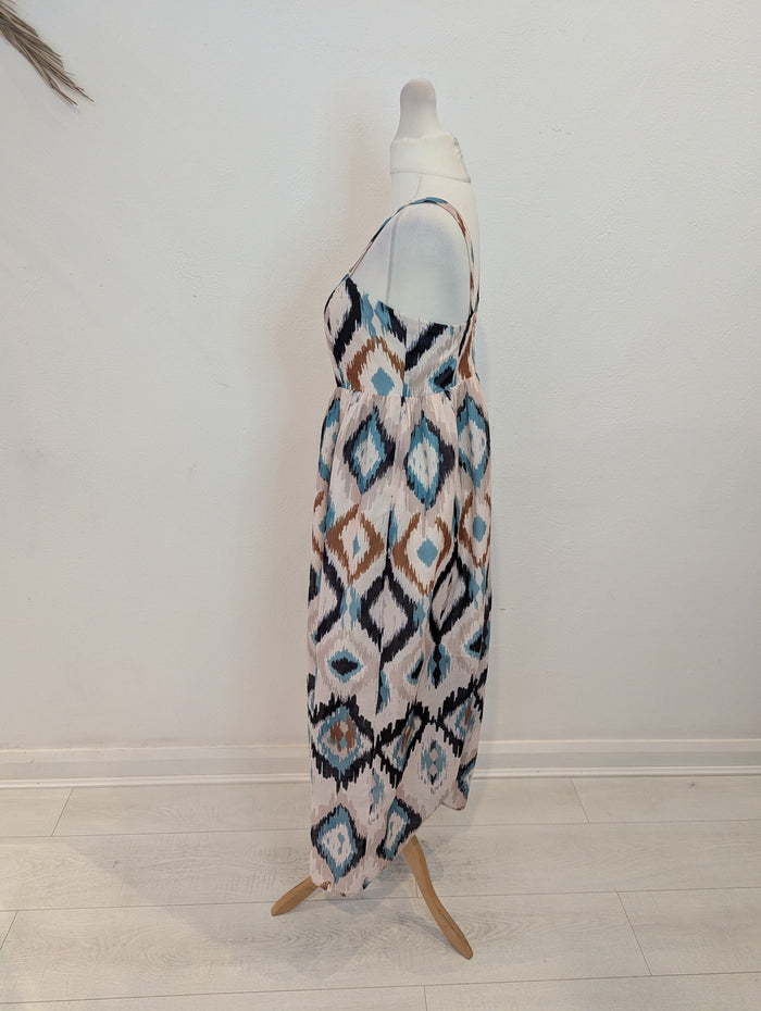 Jijal Blue/Brown Dress S NWT