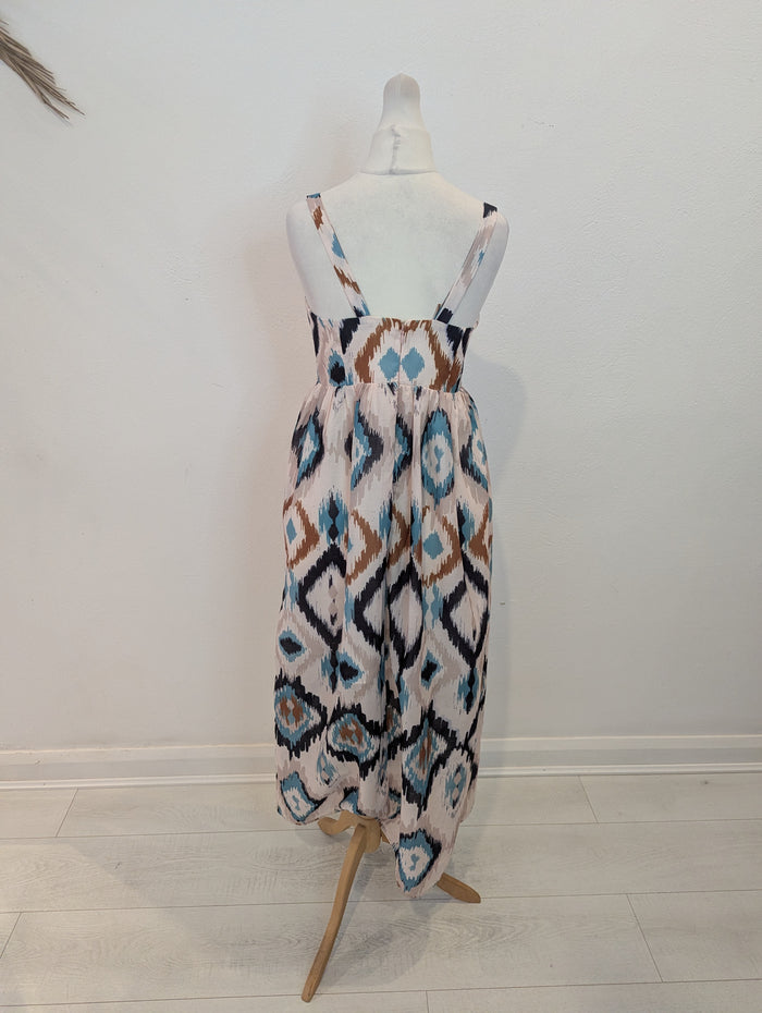 Jijal Blue/Brown Dress S NWT