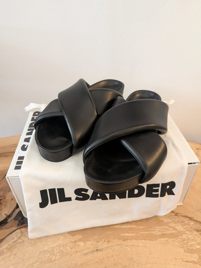 Jill Sander Black Nappa Sliders 42 RRP £462