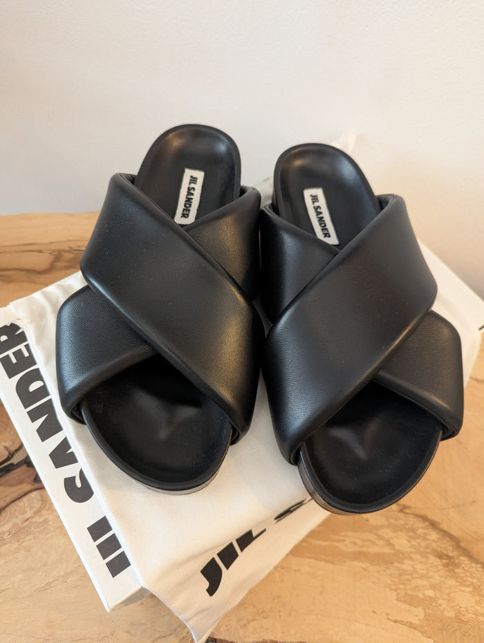 Jill Sander Black Nappa Sliders 42 RRP £462