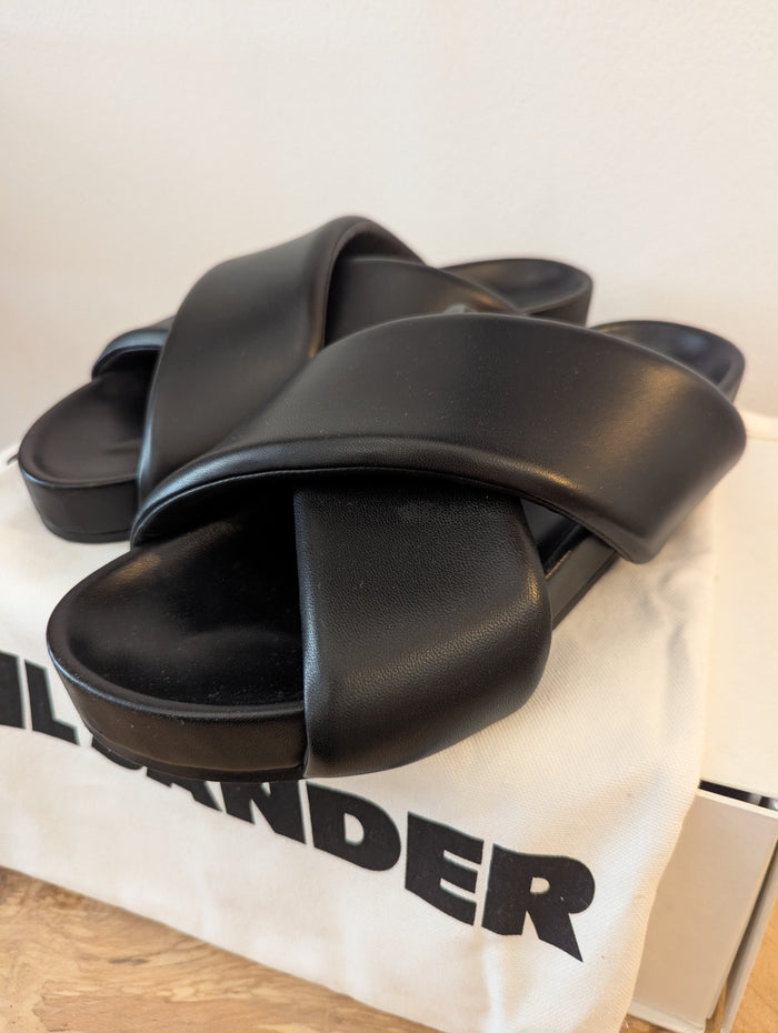 Jill Sander Black Nappa Sliders 42 RRP £462