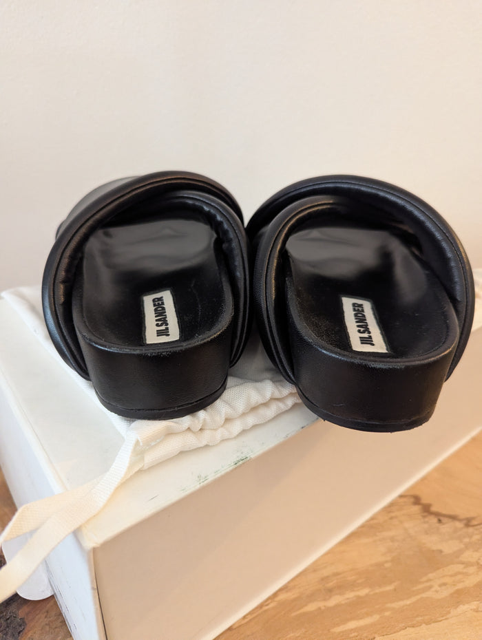 Jill Sander Black Nappa Sliders 42 RRP £462