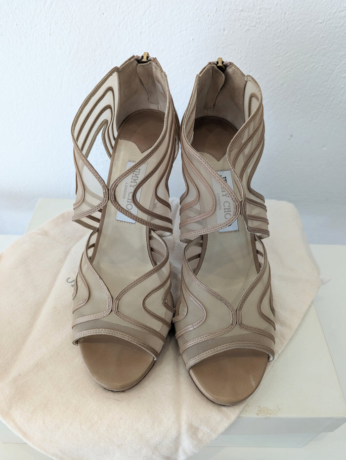 Jimmy Choo Nappa Mesh Heels 39