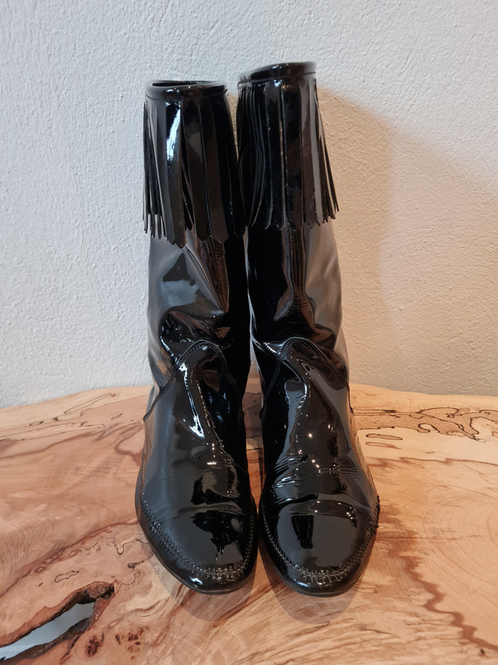 Jimmy Choo Patent Fringe boots 5.5