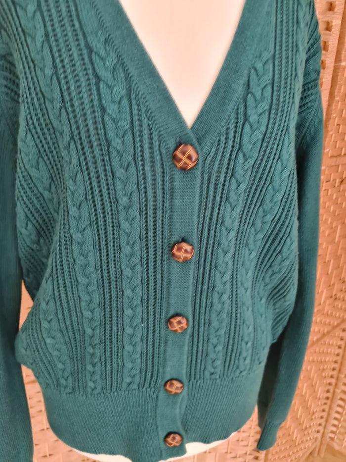 Joanie Green Cable Cardigan M
