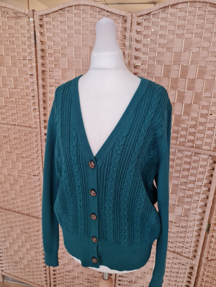 Joanie Green Cable Cardigan M