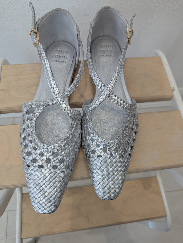 John Lewis Silver Happie Pumps 7 RRP £79