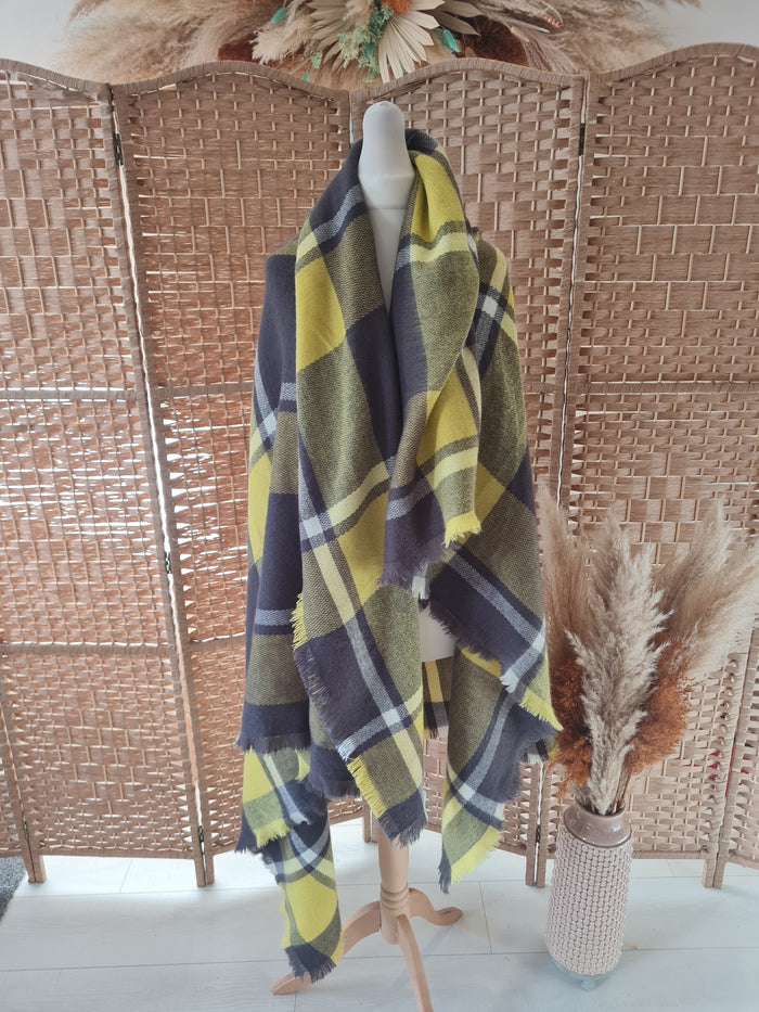 Joules green check scarf