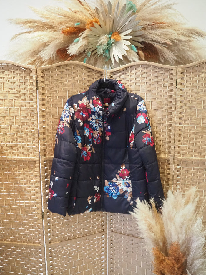 Joules Navy floral Jacket Size 16