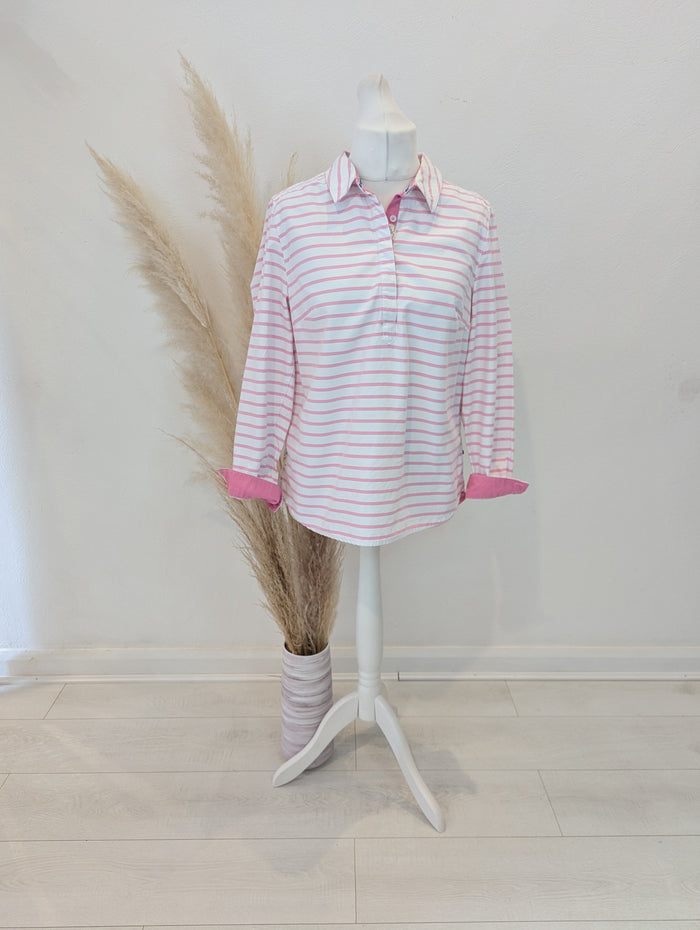 Joules Pink Stripe Overshirt Size 14