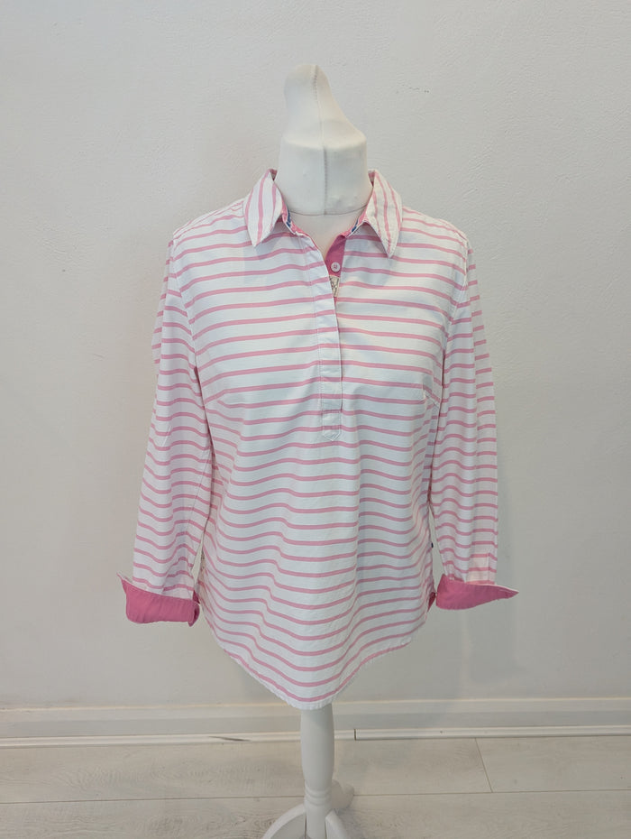 Joules Pink Stripe Overshirt Size 14
