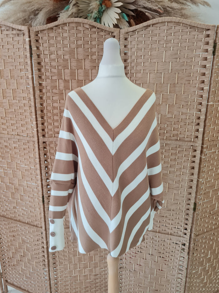 JQ By Jenerique Camel & Cream Cevron Jumper S/M