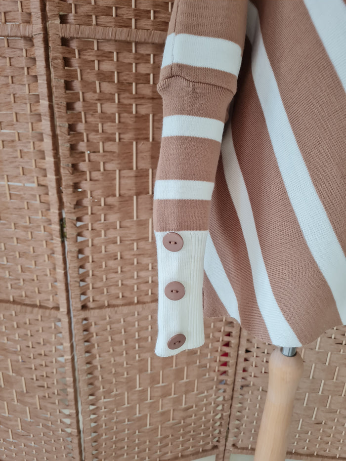 JQ By Jenerique Camel & Cream Cevron Jumper S/M