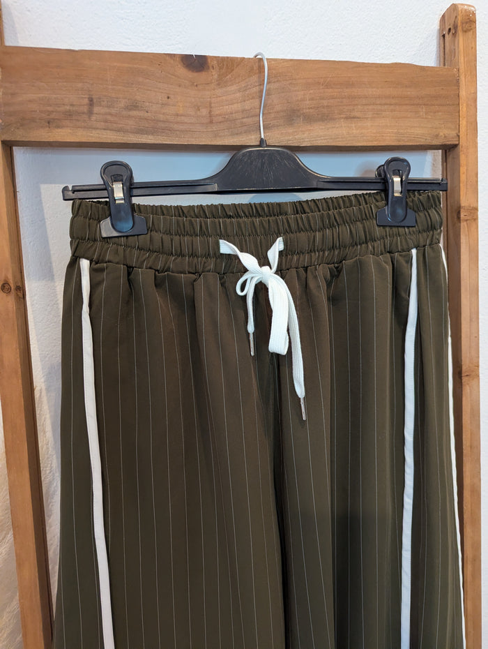 JS Millenium Khaki Pinstripe Trousers S RRP £54.99