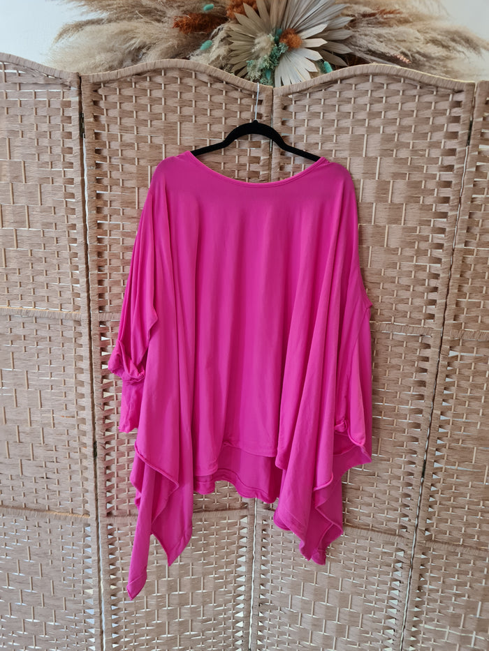 Jules oversize jersey top in fuchsia