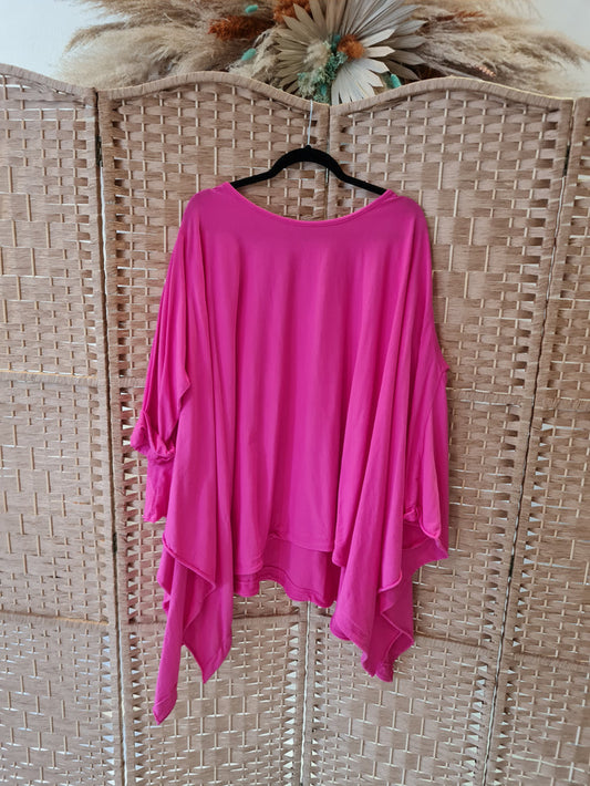 Jules oversize jersey top in fuchsia