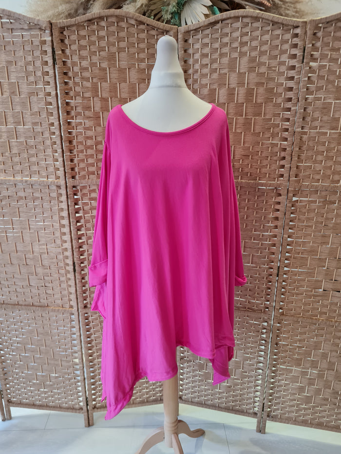 Jules oversize jersey top in fuchsia