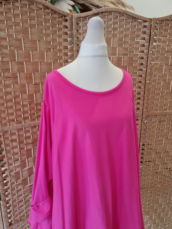 Jules oversize jersey top in fuchsia
