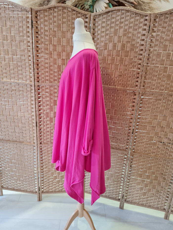 Jules oversize jersey top in fuchsia