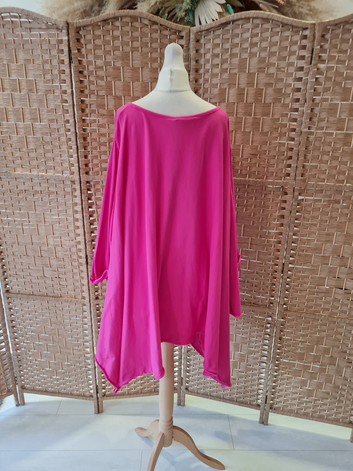 Jules oversize jersey top in fuchsia