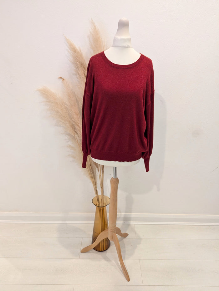 Kaffe Red Lurex Jumper S